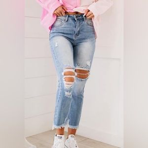 RISEN Joslyn Distressed Straight Leg Jeans